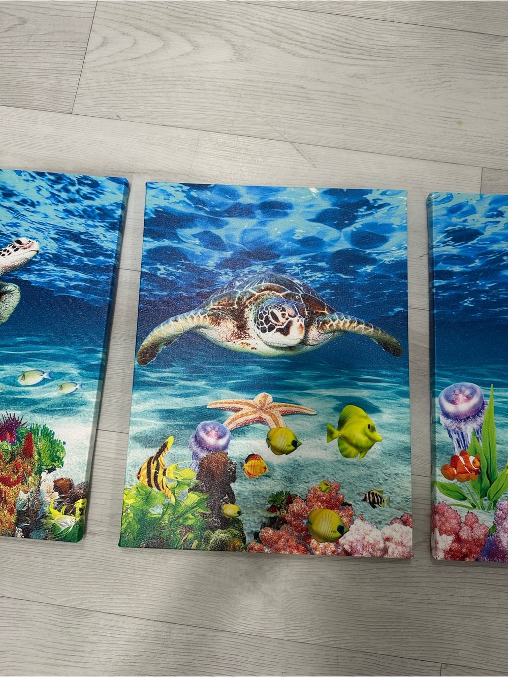 Underwater Sea Turtle Canvas Wall Art - Blue & Green
